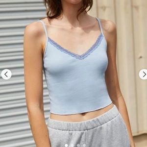 Brandy Melville Light Blue Nicolette Lace Tank Top